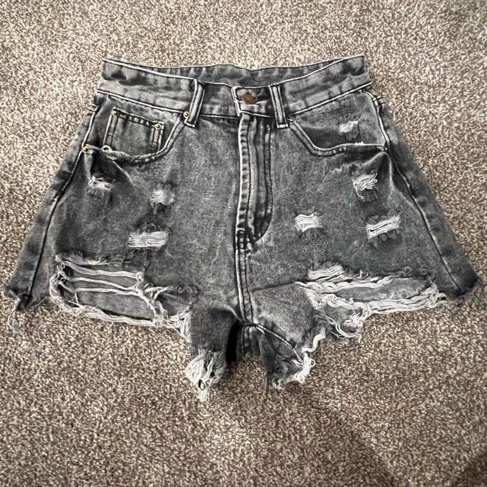 SHEIN Gray Distressed Jean Shorts